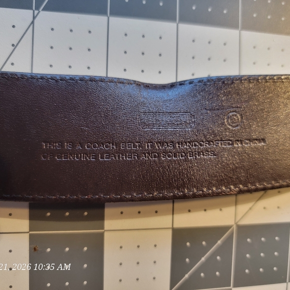Coach Burgundy Suede Belt with Brass Buckle main image 9